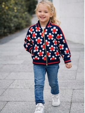 Little Marc Jacobs Girls Daisy Floral Bomber Jacket | Designer Kids Stmt Piece